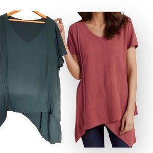 SOFT SURROUNDINGS NEROLI Asymmetrical Hem Tee in Green‎